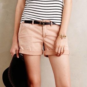 Anthropologie Pilcro and the Letterpress Hyphen Shorts in Tan/Peach